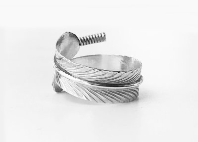 画像2: ネイティブアメリカン ナバホ族 ハンドメイド スターリングシルバー フェザー ラップリング/Native American Navajo Handmade Sterling Silver Wrap Ring