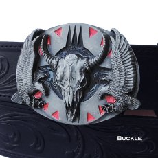 画像1: バッファロースカル アメリカンイーグル ベルト バックル（グレー）/Siskiyou Belt Buckle Buffalo Skull (1)