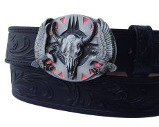 画像2: バッファロースカル アメリカンイーグル ベルト バックル（グレー）/Siskiyou Belt Buckle Buffalo Skull (2)