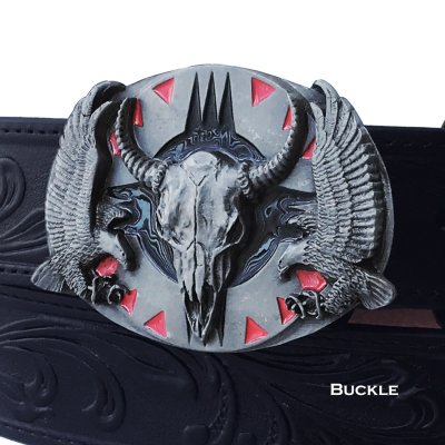画像1: バッファロースカル アメリカンイーグル ベルト バックル(グレー)/Siskiyou Belt Buckle Buffalo Skull