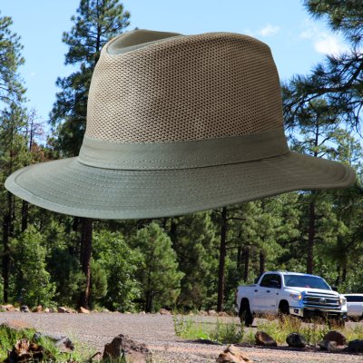 画像1: メッシュクラウン サファリ ハット(オリーブ)/Dorfman Pacific Mesh Crown Safari Hat(Olive)