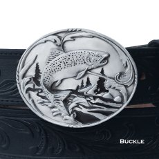 画像1: フィッシュ トラウト フィッシング ベルト バックル（シルバーグレー・ブラック）/Siskiyou Belt Buckle Trout (1)