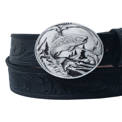 画像2: フィッシュ トラウト フィッシング ベルト バックル(シルバーグレー・ブラック)/Siskiyou Belt Buckle Trout