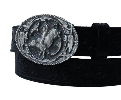 画像2: ブルライダー ウエスタン ベルト バックル(シルバーグレー・ブラック)/Siskiyou Belt Buckle Bull Rider