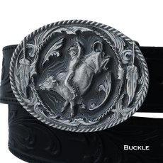 画像1: ブルライダー ウエスタン ベルト バックル（シルバーグレー・ブラック）/Siskiyou Belt Buckle Bull Rider (1)