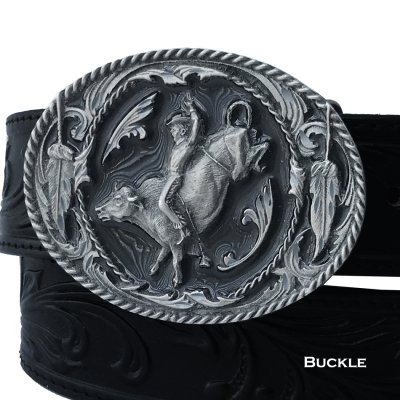 画像1: ブルライダー ウエスタン ベルト バックル(シルバーグレー・ブラック)/Siskiyou Belt Buckle Bull Rider