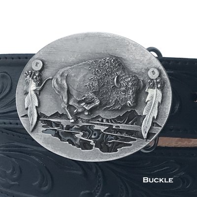 画像1: バッファロー&フェザー ネイティブ サウスウエスト ベルト バックル/Siskiyou Belt Buckle Buffalo