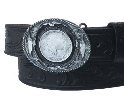 画像2: バッファロー &フェザー ベルト バックル(シルバーグレー・ブラック・シルバー)/Siskiyou Belt Buckle Five Cent Buffalo