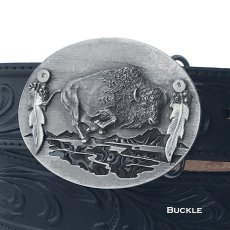 画像1: バッファロー&フェザー ネイティブ サウスウエスト ベルト バックル/Siskiyou Belt Buckle Buffalo (1)