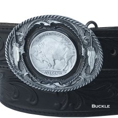 画像1: バッファロー &フェザー ベルト バックル（シルバーグレー・ブラック・シルバー）/Siskiyou Belt Buckle Five Cent Buffalo (1)