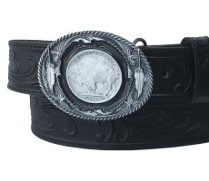 画像2: バッファロー &フェザー ベルト バックル（シルバーグレー・ブラック・シルバー）/Siskiyou Belt Buckle Five Cent Buffalo (2)