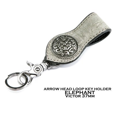 画像1: ファニー エレファント+925シルバー37mmコンチョ ループキーホルダー(エレファントグレー)/Funny Sterling Silver Concho Loop Key Holder(Elephant/Gray)