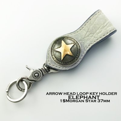 画像1: ファニー エレファント+37mm 1ドル モーガン スター コンチョ ループキーホルダー(エレファントグレー)/Funny 1$ Morgan Star Concho Loop Key Holder(Elephant/Gray)