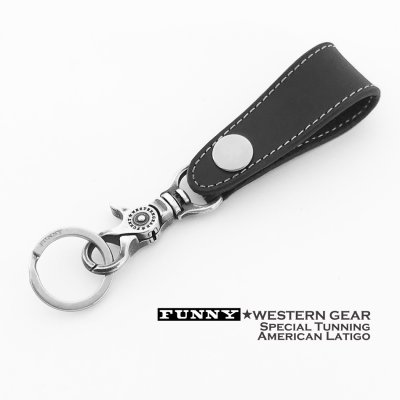 画像1: ファニー ラティーゴ レザー ループ キーホルダー(ブラック)/Funny Latigo Leather Loop Key Holder(Black)