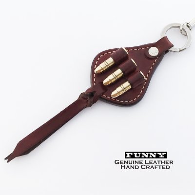画像1: ファニー ハンドメイド ラティーゴ レザー ストラップ キーホルダー(レッド)/Funny Handcrafted Latigo Leather Strap(Red)