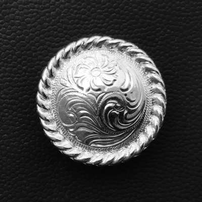 画像1: フローラル ロープエッジ コンチョ 31mm シカゴスクリュー(シルバー)/Concho Chicago Screw(Silver)