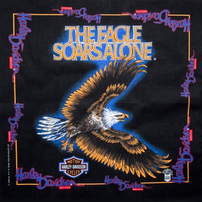 画像1: ハーレーダビッドソン バンダナ(ブラック・THE EAGLE SOARS ALONE)/Harley Davidson Bandana