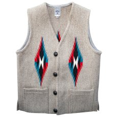 画像1: オルテガ ベスト ポケットつき 40・アメリカ チマヨ 100%ウール手織り/CHIMAYO ORTEGA'S HAND WOVEN 100% ALL WOOL VEST (1)