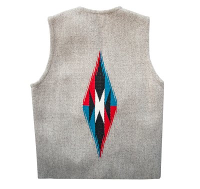 画像2: オルテガ ベスト ポケットつき 40・アメリカ チマヨ 100%ウール手織り/CHIMAYO ORTEGA'S HAND WOVEN 100% ALL WOOL VEST