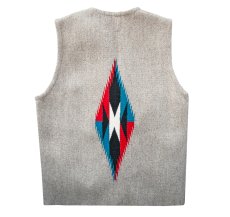 画像2: オルテガ ベスト ポケットつき 40・アメリカ チマヨ 100%ウール手織り/CHIMAYO ORTEGA'S HAND WOVEN 100% ALL WOOL VEST (2)