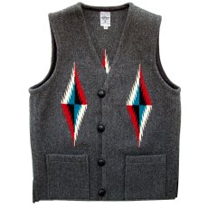 画像1: オルテガ ベスト ポケットつき 40・アメリカ チマヨ 100%ウール手織り/CHIMAYO ORTEGA'S HAND WOVEN 100% ALL WOOL VEST (1)