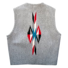 画像2: オルテガ ベスト 40・アメリカ チマヨ 100%ウール手織り/CHIMAYO ORTEGA'S HAND WOVEN 100% ALL WOOL VEST (2)