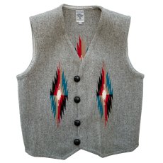 画像1: オルテガ ベスト 42・アメリカ チマヨ 100%ウール手織り/CHIMAYO ORTEGA'S HAND WOVEN 100% ALL WOOL VEST (1)