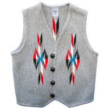 画像1: オルテガ ベスト 40・アメリカ チマヨ 100%ウール手織り/CHIMAYO ORTEGA'S HAND WOVEN 100% ALL WOOL VEST (1)