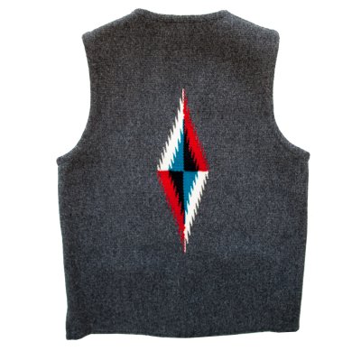 画像2: オルテガ ベスト ポケットつき 40・アメリカ チマヨ 100%ウール手織り/CHIMAYO ORTEGA'S HAND WOVEN 100% ALL WOOL VEST