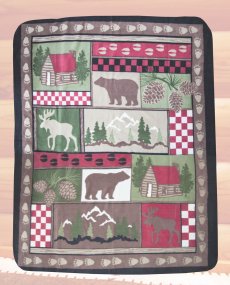 画像2: ログキャビン フリース・スローブランケット/Fleece Throw(LogCabin) (2)