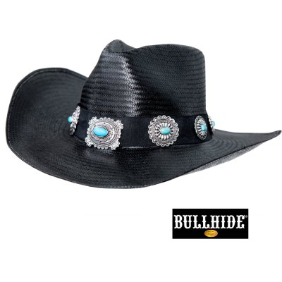 画像1: ブルハイド ウエスタン ストローハット ア ナイト トゥ シャイン(ブラック/シルバー・ターコイズコンチョ)/Bullhide Straw Cowboy Hat A Night To Shine(Black)