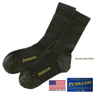 画像1: ペンドルトン ウール ソックス(オリーブヘザー)/Pendleton Socks(Olive Heather)
