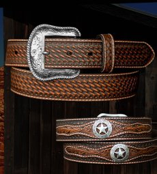 画像3: ウエスタン スター レザーベルト（ブラウン）/Western Leather Belt(Brown) (3)