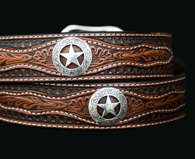 画像3: ウエスタン スター レザーベルト(ブラウン)/Western Leather Belt(Brown)