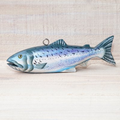 画像1: キング サーモン ハンドペイント 木製 フィッシュ オーナメント 置物/King Salmon Chinock Salmon Ornament