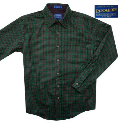 画像1: ペンドルトン ウールシャツ ロッジシャツ グリーン・ブラウンチェック フィッテッド S(身幅54cm)/Pendleton Fitted Lodge Shirt(Green Check)