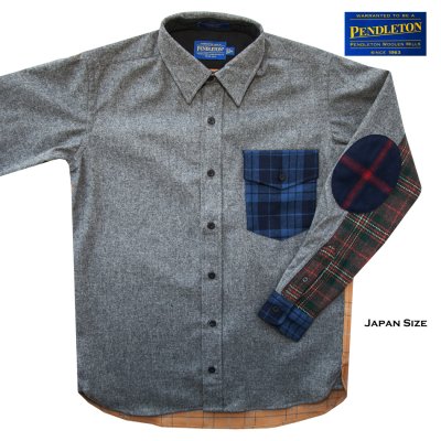 画像1: ペンドルトン 日本サイズ仕様 U.S.A ピュアー ヴァ-ジン ウール シャツ(グレー・ブルーマルチ)S(身幅約51cm)/Pendleton Pure Virgin Wool Shirt(Grey/Blue/Butterscotch/Multi)