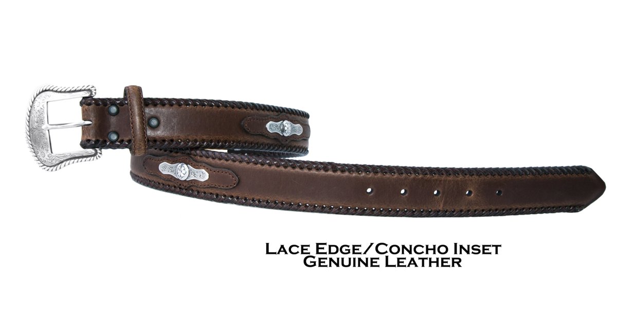 画像2: ノコナ レースエッジ コンチョインセット ウエスタン レザー ベルト（ブラウン）30/Nocona Lace Edge Concho Inset Genuine Leather Western Belt(Brown) (2)