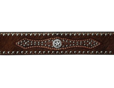 画像3: ノコナ プロシリーズ スター カーフヘアー ブラウンレザーオーバレイ ウエスタン レザー ベルト/Nocona Calf Hair Lone Star Conchos Western Belt