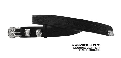 画像2: トニーラマ ハンドトゥールドレザー&4ピース ウエスタン レンジャー ベルト(ブラック)36,38/Tony Lama Hand Tooled Leather Western Ranger Belt(Black)
