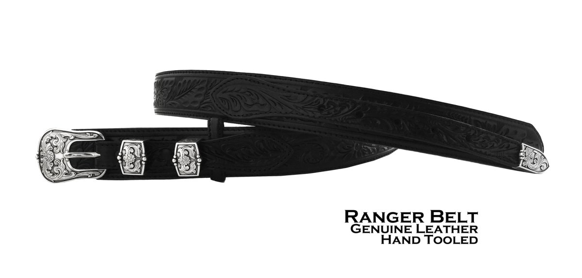 画像2: トニーラマ  ハンドトゥールドレザー&4ピース ウエスタン レンジャー ベルト（ブラック）36,38/Tony Lama Hand Tooled  Leather Western Ranger Belt(Black) (2)