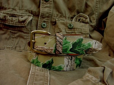 画像1: カモ柄レザーベルト/Camo Design Leather Belt