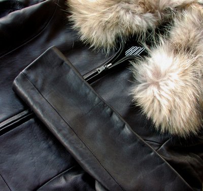 画像2: レザージャケット ナチュラルラクーンファー・シンサレート（レディース）/Leather Jacket with Raccoon Fur
