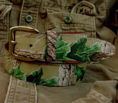 画像2: カモ柄レザーベルト/Camo Design Leather Belt