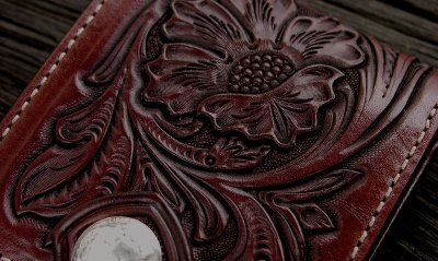 画像1: ファニー コインヘッド ビルフォード ハンドクラフト・Hand Craft(Brown Antique)/Funny Coin Head Billfold