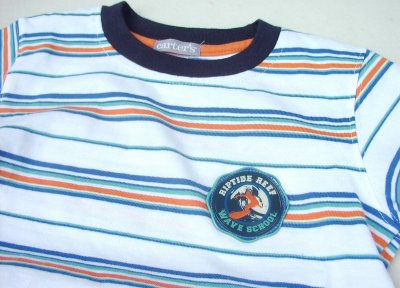 画像1: キッズ ストライプ Tシャツ(ホワイト/ブルー）/Stripe T-shirt(White/Blue)