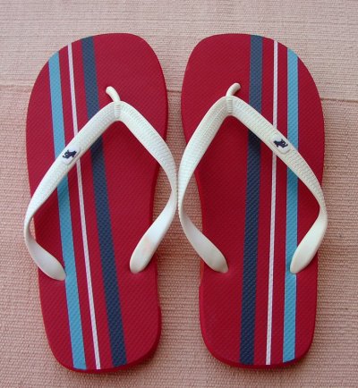 画像1: アバクロンビー＆フィッチ ビーチサンダル レッド/ストライプ（メンズ）/Abercrombie&Fitch Flip Flop Red Stripe（Mens)