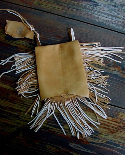 画像1: ディアスキン フリンジベルトポーチ（スモーク）/Deerskin Fringe Belt Pouch