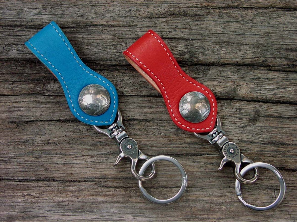 画像1: ファニー 5￠ループキーホルダー（ディアスキンレッド・ターコイズ/バッファロー）/Funny 5￠Loop Key Holder(Deerskin) (1)