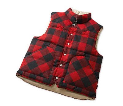 画像1: ペンドルトンリバーシブルダウンベスト（レッド×ブラック+タン）/Pendleton Reversible  Down Vest